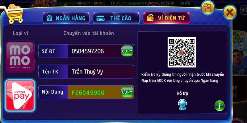 Nạp tiền Rikvip: Hướng dẫn nạp tiền chi tiết an toàn 5 Người chơi dễ dàng giao dịch nhận tiền trong thời gian ngắn